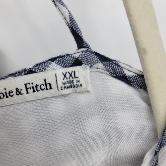 Abercrombie & Fitch Women's Size XXL Top V Neck Smocked Babydoll Peplum Check - Picture 7 of 10